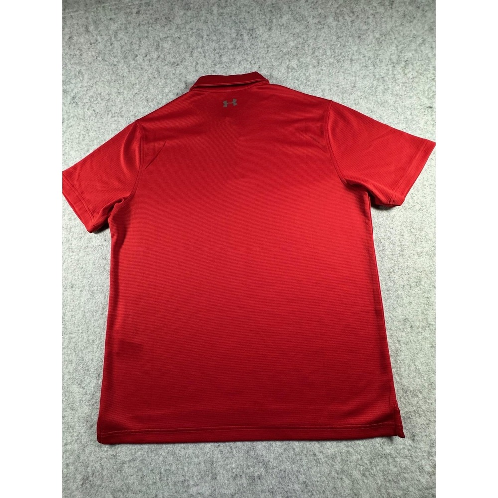 Under Armour HeatGear Polo Shirt Mens Large Red Golf Performance Knit NEW - Picture 2 of 16